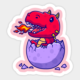 Cute Baby Dragon In Egg Cartoon Sticker